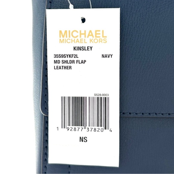 Michael Kors Kinsley leather Medium shoulder Flap Crossbody Bag Navy Blue - Picture 10 of 10